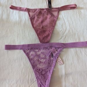 2 Victoria's Secret Pink and Purple Lace Tongs